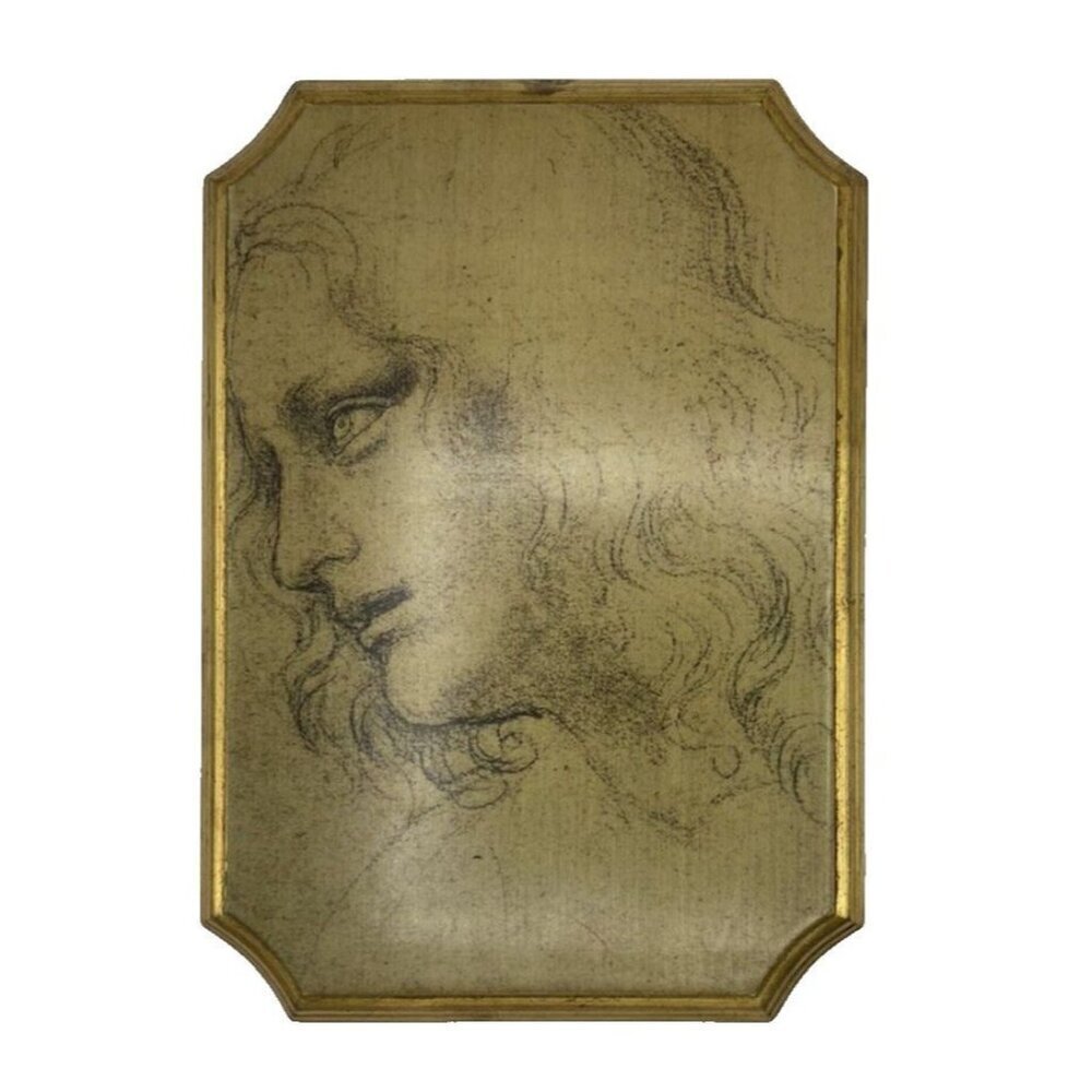 Leonardo Da Vinci Reproduction Art Print On Wood Made In Italy Bevel Gold Tone - Picture 2 of 16